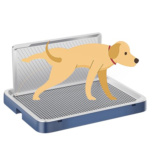 Indoor Dog Potty Tray with High Wall,25.59"X19.69" Pee Pad Holder,Dogs Litter Box,Mesh Training Toilet for Puppy and Small Size Dog,Housebreaking Supplies, Pet Products (Blue) - color: Blue