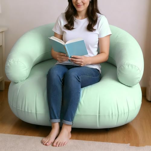 Yoidesu Inflatable Couch with Pump, Easy Setup, Ultralight, Blow up Lounger Chair, Suitable for Hiking, Camping, Beach, Festivals, Lightweight Air Sofa for Relaxing Anywhere (Green) - color: Green