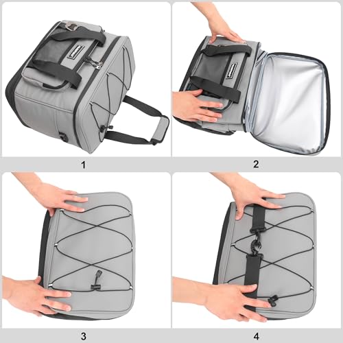 Hulongo Insulated Foldable Collapsible Cooler Bag Soft Sided Cooler for Picnic, Camping, Grocery Shopping, Beach, 30L - color: gray