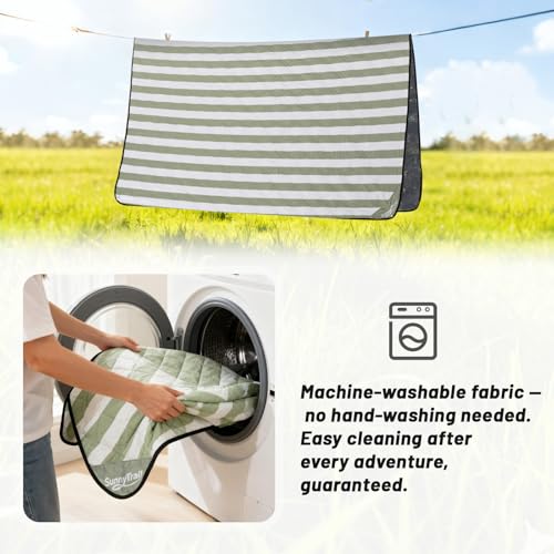 Extra Large Picnic Blanket 80"x80" – Waterproof Sandproof Outdoor Blanket for Beach, Park, Grass, Lawn, Camping, Wedding Registry, Foldable & Portable Mat for Family Picnics and Travel - color: Moss Green
