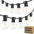 Bosceos 100FT 104 Bulbs G40 LED Globe String Lights, Dimmable Waterproof Shatterproof Patio Lights, Connectable Commercial Hanging Light for Patio House Backyard Balcony Party Bistro - color: Black, size: 100FT-100 Sockets-Warm White