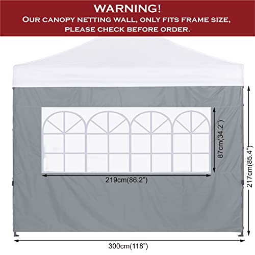 COOSHADE Instant Canopy SunWall 10x10 Canopy SideWall for Pop up Canopy Tent, 1 Pack Sidewall with Church Window Only, Grey - color: Gray, size: 10x10-Church Window