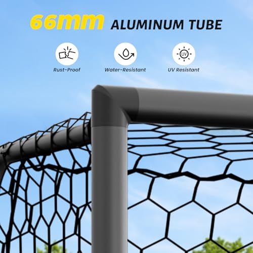 NAIZEA Soccer Goals - 24x8/21x7/18x7/12x6/16x7/10x6/8x6/6x4FT Soccer Goals for Backyard - Metal Soccer Goal for Youth Adult - Multiple Sizes Colors- Perfect for Games Indoor Outdoor - size: 12ft x 6ft, style: Pro-Grey/Alu