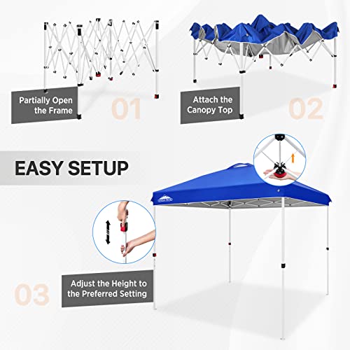EAGLE PEAK Pop Up Canopy Tent with Wheeled Carry Bag, 8 Stakes, 4 Ropes, Easy Set Up Tent Canopy, 8x8 ft, Blue - color: Blue, size: 8x8