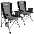 XGEAR Camping Chair with Padded Hard Armrest, Sturdy Folding Camp Chair with Cup Holder, Storage Pockets Carry Bag Included, Support to 400 lbs - color: 2pcs/Grey
