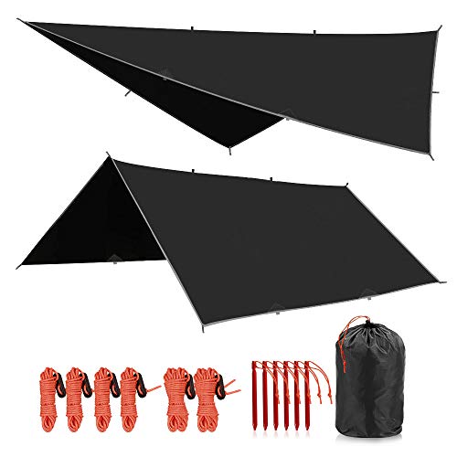 REDCAMP Hammock Rain Fly Camping Tarp Waterproof, 10x12ft Lightweight Backpacking Rain Tarp Shelter for Hiking Outdoor, Black - style: Black 10x12ft rectangle