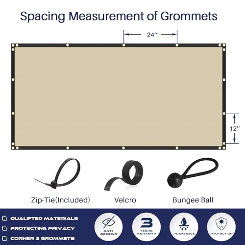 Windscreen4less Privacy Fence Screen Heavy Duty Windscreen Fencing Mesh Fabric Shade Net Cover with Brass Grommtes for Outdoor Wall Garden Yard Pool Deck, 6'x3' Beige - color: Beige, size: 6' x 3'