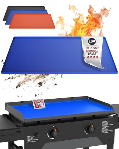 KITCHEN PERFECTION 28" Premium Silicone Griddle Cover Mat for Blackstone Griddle 28 Inch - Hermetic Protection from Rust & Debris All Year, Fits All Blackstone 28 Inch Models - Food Grade Silicone - color: Classic Blue 28 inch