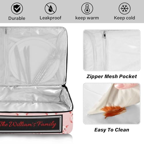Kcldeci Custom Insulated Casserole Carrier Pig Pink Polka Dot Personalized Food Carriers with Dish Storage Leakproof Lasagna Holder Bag for Lasagna Pan Baking Dish Casserole Dish - color: C06