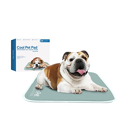 The Green Pet Shop Cool Pet Pad - Medium, Sage Grey - Self-Cooling, Pressure Activated Mat for Dogs & Cats from 21-45 lbs - Non-Toxic Gel, No Water Needed - color: Sage Grey, size: Medium