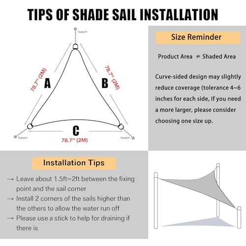 Neween Shade Sail, 6'7''x 6'7''x 6'7'' Sun Shade Sail Triangle Waterproof for Patio Yard Deck Pergola Outdoor Sun Sail Shade 98% UV Block Sunshade Blue Color - color: Blue, size: 6'7''x 6'7''x 6'7''
