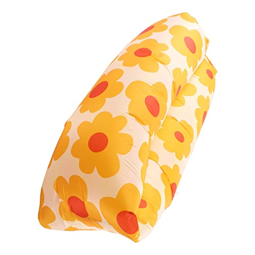 Inflatable Sofa, Tear Resistance Portable Inflatable Lounger Couch Inflatable Chair with Storage Bag, Inflatable Lounger Air Sofa Chair, Blow Up Couch for Camping Beach Travel Kids Camping(Sunflower)