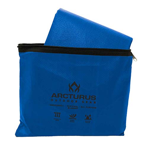 Arcturus All-Weather Outdoor Survival Blanket, Thermal Emergency Blanket, Reflective Heat Tarp with Grommets, Lightweight for Camping, Backpacking, Hiking & Emergency Car Kits, Blue, 60x82in - color: Blue
