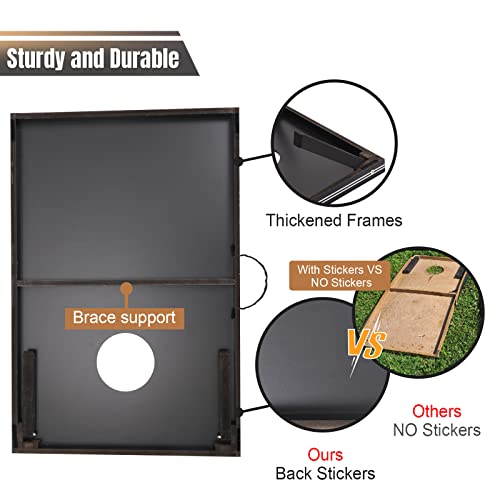 Cornhole Set 4x2 and 3X2 Regulation Size Corn Holes Sets with Carrying Bags & 8 Bean Bags Cornhole Boards Bean Toss Games for Adults Family Outdoor Beach Lawn Outside Backyard Games - style: Flag 4’x2’
