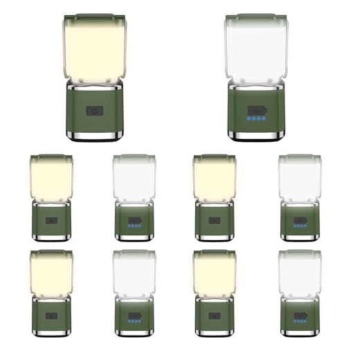 LED Camping Lantern, High Lumens Camping Light Rechargeable with 4 Light Modes, Waterproof, Camping Essentials, Mini Lantern Flashlight for Camping, Hurricane, Emergency, Hiking, Power Outages, 10pc - size: Dark Green-10 PACK