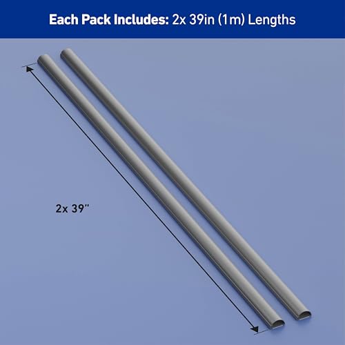 D-Line Half Round Cord Hider, Patented Cable Cover, Hide TV Wall Mount Wires, Raceway for Cords, Decorative Wire Covers, Paintable, Adhesive Cable Concealer - 2X 1.18in W x 0.59in H x 39in L - Gray - color: Gray, size: 1.18x0.59in - 2x 39in