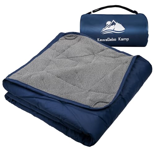 Large Outdoor Waterproof Blanket Extra Thick Fleece Stadium Blanket for Camping, Car, Pet, Picnics - Windproof, Wearable, Machine Washable 80" x 58" (Dark Blue) - color: Dark Blue