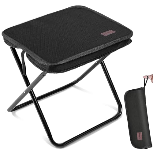 MOONCY Portable Stool, 13 Inch Small Folding Stool for Adults, Ultralight Black Camping Stools for Hiking and Fishing, Hold Up to 265 LBS - color: Black