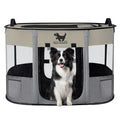 Rest-Eazzzy Dog Playpen, Foldable Kitten Playpen for Medium Dogs, Portable Pet Puppy Playpen with Removable Shade Cover, Indoor Outdoor Travel Camping Use for Small Pets with Carrying Case (M, Grey) - style: Medium