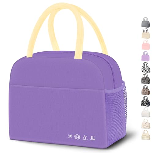 DALINDA Lunch Bag Lunch Box for Women Men Reusable Insulated Lunch Bags for Adults,Leakproof Cute Cooler Lunch Tote Bag, Large Capacity for Work Travel Picnic - color: Dark Purple, size: Oxford cloth