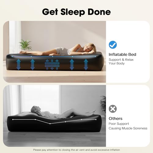 BBL Bed After Surgery for Sleeping, Inflatable Mattress with Hole, Brazilian Butt Lift Recovery Pillow Post Surgery, Air Mattress Sofa Couch for Home, Post-Operative Recovery Beds - color: Black