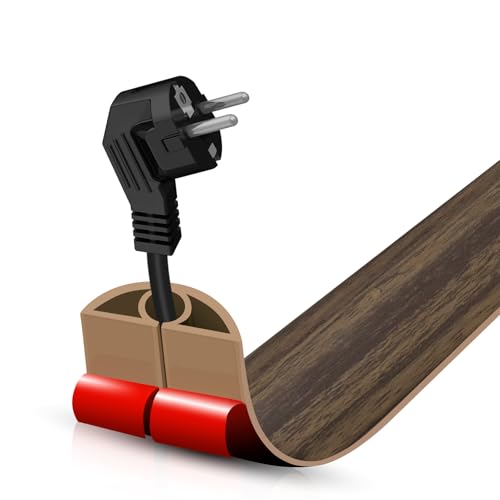 Floor Cord Cover Self Adhesive Cord Hider,3.3FT Cable Management, Extension Strip Protector for Wires, Prevent Cable Trips for Offices, Gyms, Exhibitions Cavity:0.3"(W) x 0.28"(H) Wood Walnut - color: Wood walnut, size: 0.78" x 3.3'