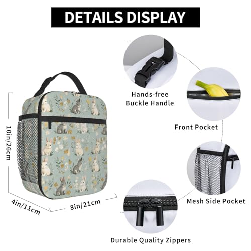 Bunny Lunch Box Insulated Lunch Bag for kids Girls Boys Women,Reusable Lunch Box Containers for Women Men,Durable Cooler Tote Bag Lunchbox for Office/School/Picnic - color: Bunny02