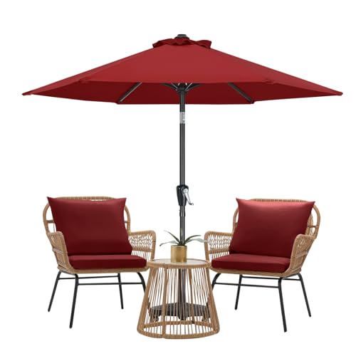 MASTERCANOPY 7.5FT Patio Umbrella with Push Button Tilt and Crank, Outdoor Market Umbrella with 6 Sturdy Ribs, UV Protection & Waterproof for Garden, Deck, Backyard, Pool (Burgundy) - color: burgundy, size: 7.5FT