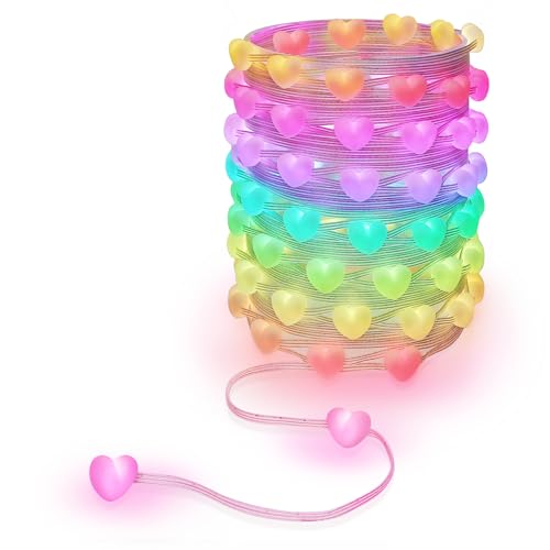 16.5ft Heart String Lights Valentines Day Decorations, 33 LED RGB Color Changing String Fairy Lights, 200+ Scene Modes for Christmas Valentines Day Decor Bedroom Backdrop Indoor Outdoor - size: Heart - 16.5ft