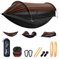 Camping Hammock Tent with Mosquito Net and Sunshade, Extra Large for 2 Person, Lightweight Hanging Hammocks Tree Straps, Bivvy Ground Tent for Outside, Hiking, and Travel - color: Hammock-brown