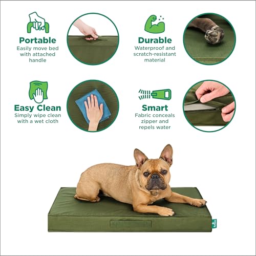 FurHaven Gridded Ripstop All-Weather Deluxe Orthopedic Mattress Pet Bed, Olivine, Medium - color: Olivine, size: Medium