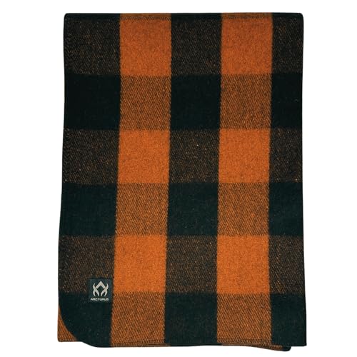 Arcturus Military Wool Blanket - Warm, Thick, Washable - Great for Outdoors, Camping, Stadium Blanket, Picnics, Travel - Car & Bushcraft Survival Kits - color: Orange Buffalo