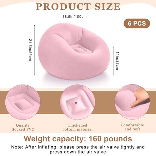 Realspring 6 9 12 Pcs Inflatable Bean Bag Chairs for Adults with Electric Air Pump, Blow up Couch Folding Portable Inflatable Couch Lazy Sofa for Outdoor Movie Night Camping(Pink,6 Pcs) - color: Pink