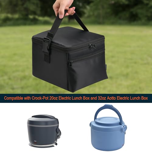Beautyflier Carrying Bag Compatible with Crock-Pot 20oz Electric Food Warmer, Reusable Insulated Food Thermos Storage Bag with Adjustable Strap, Great for Road Trips Picnic Beach (Bag Only)