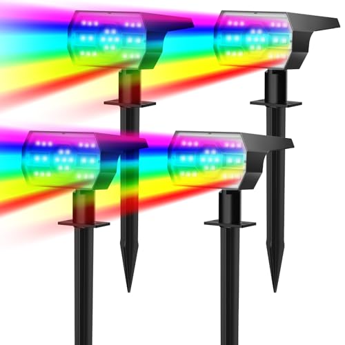 NYMPHY Solar Color Changing Lights, 7 Lighting Modes Solar Lights Outdoor Waterproof IP68, Multicolor RGB Outdoor Lights for Garden Yard Landscape Decorations- 4 Pack - color: Multicolor, size: 4 Pack
