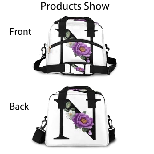 Letter N Insulated Lunch Bag for Women Men Reusable Waterproof Lunch Box Cooler Tote Bag One shoulder portable meal bag Portable Adult Lunchbox for Work Picnic Hiking Beach - color: Letter N