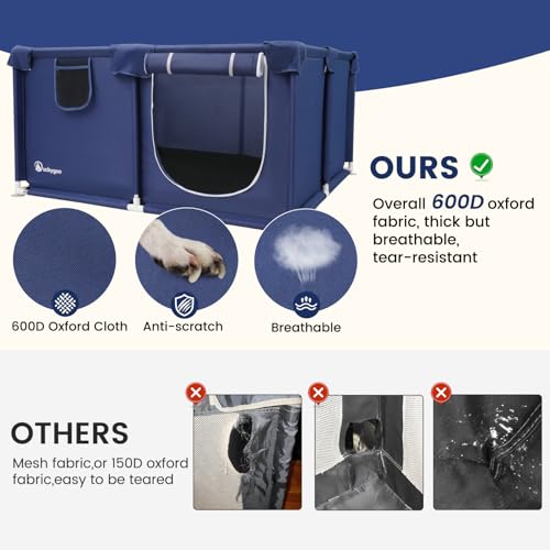 Whelping Box for Dogs - 50"L*50"W*25"H Dog Whelping Play Pen for Puppies,Pet Whelping Box Overall 600D Oxford Fabric with Absorbent Whelping Pad,Dog Birthing Box for Large Medium Small Dogs - color: blue-50*50*25inch