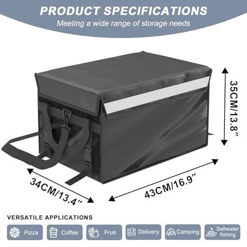 Kaitiemoo 48L Insulated Food Delivery Bag, Thermal Hot Cold Bag with Waterproof Easy-Clean Liner, Foldable Design for Meal Delivery, Groceries, Picnic, Camping - size: 48L
