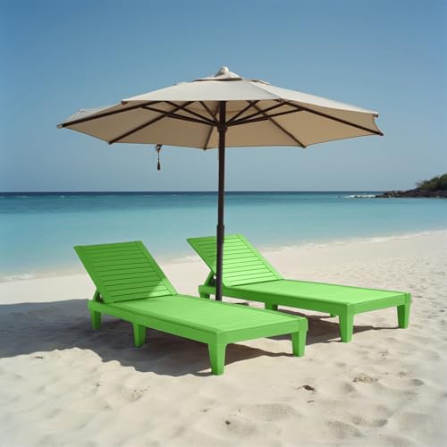 Nestl Sun Tanning Chair - Lime Green Chaise Lounge Chair Outdoor, Lightweight Pool Lounge Chairs Set of 2, Adjustable 5-Position Reclining Lawn Chair, Waterproof Beach Outdoor Lounge Chairs - color: 4 - Lime Green, size: Set of 2