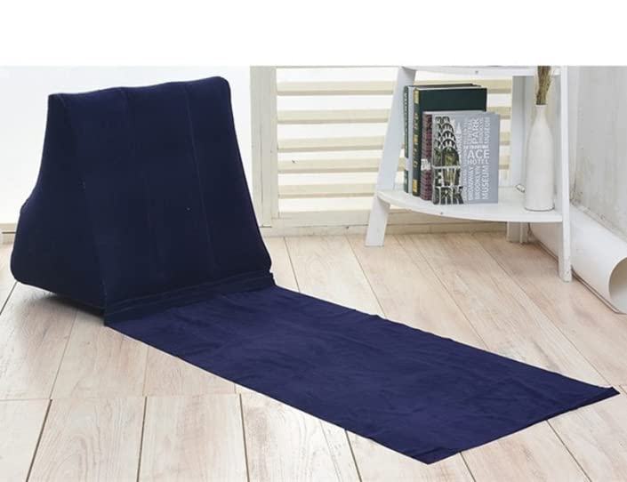 2X Inflatable Outdoor Sun Bath Beach Mat Pillows Flocking Beach Chairs with Backrest Inflatable Lounger for Portable Travel Camping - color: Deep Purple