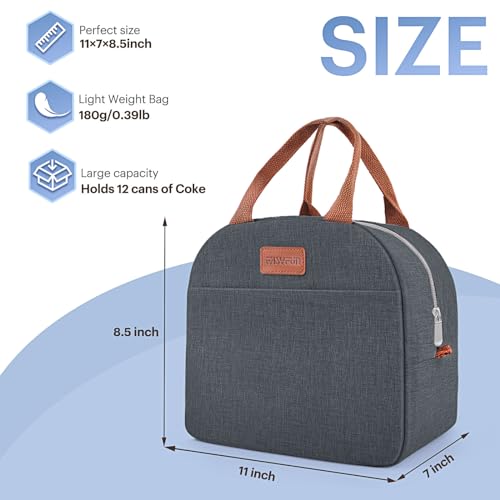 Lunch Bag for Women & Men Adult Insulated Lunch Box, Small Leakproof Cooler Food Lunch Containers Reusable High Capacity Lunch Tote Bags for Work, Travel, Outdoor (Navy Blue) - color: Navy Blue