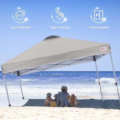 MASTERCANOPY Durable Pop-up Canopy Tent with 1 Sidewall (10'x10',Gray) - color: Gray, size: 10x10