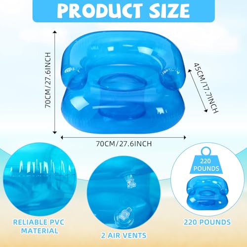 4 Pcs 28 Inch Kids Inflatable Chairs Blow up Chairs Inflatable Furniture Novelty Blow up Couch Seat Waterproof PVC Air Sofa Couch for Kids Beach 90s Party Camping, Picnics Party Supplies - color: Blue