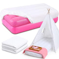 Windyun 2 Sets Kids Air Mattress Bulk with Fitted Sheet,Toddler Inflatable Bed 63 x 27 x 8 Inches Blow up Airbed Camping Sleeping Pad for Aged 3-10 Years Old Birthdays Slumber Sleepover Party (White) - color: White