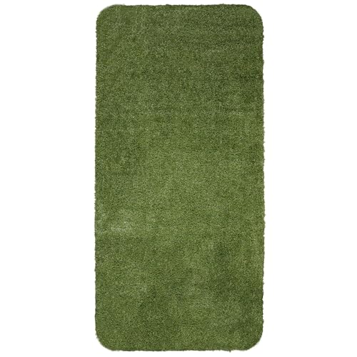 Ottomanson Pet Training Collection Easy Clean Indoor/Outdoor Reusable Training Grass Pad, 15" x 30", Green