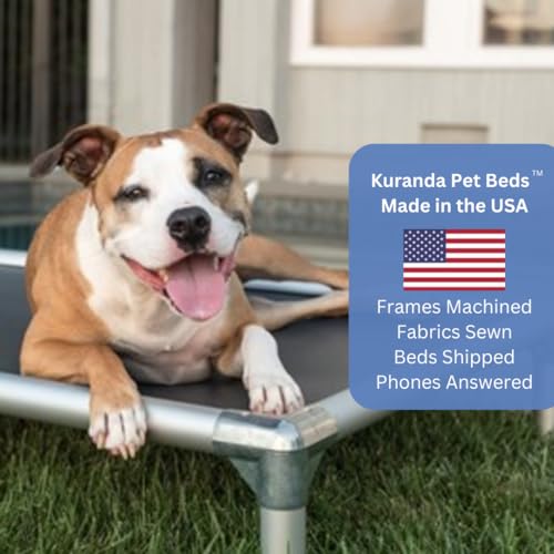 Kuranda Chewproof Elevated Crate Bed - Silver Aluminum - 30" x 20" - Vinyl - Burgundy - color: Burgundy, size: 30" x 20" - Silver Aluminum