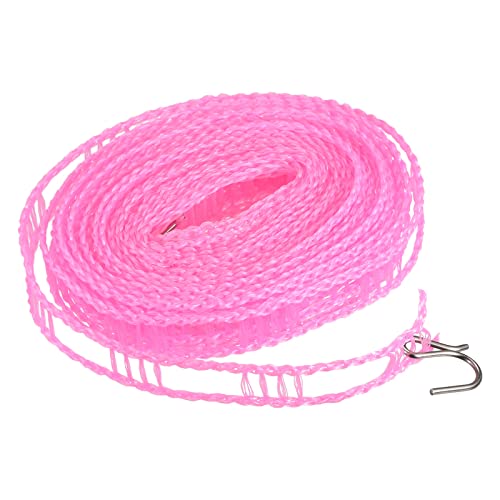 uxcell Portable Clothesline, 16.4ft Nylon Windproof Non-Slip Washing Line Rope for Courtyard Outdoor Travel Camping Laundry Drying, Pink - color: Pink, size: 16.4ft