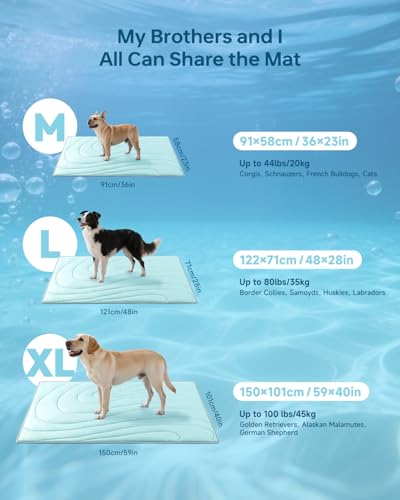 Cooling Mat for Dogs, 36"x23" Self-Cooling Pet Bed - Advanced Arc-Chill Technology 3.0 for Instant Cool, Non-Slip Washable Floor Mat for Small & Medium Dogs, Indoor Outdoor Use - Blue - color: Blue, size: Medium(36" x 23")