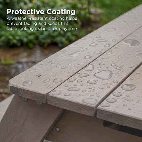 Best Choice Products Kids Picnic Table with Umbrella, 3-in-1 Sand & Water Table, Outdoor Convertible Picnic Table for Toddlers, Seats 4, Removable Top, 2 Buckets - Gray/Navy - color: Gray/Navy