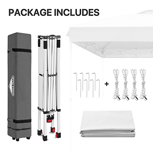 EAGLE PEAK Pop Up Canopy Tent with Wheeled Carry Bag, 8 Stakes, 4 Ropes, Easy Set Up Tent Canopy, 8x8 ft, White - color: White, size: 8x8